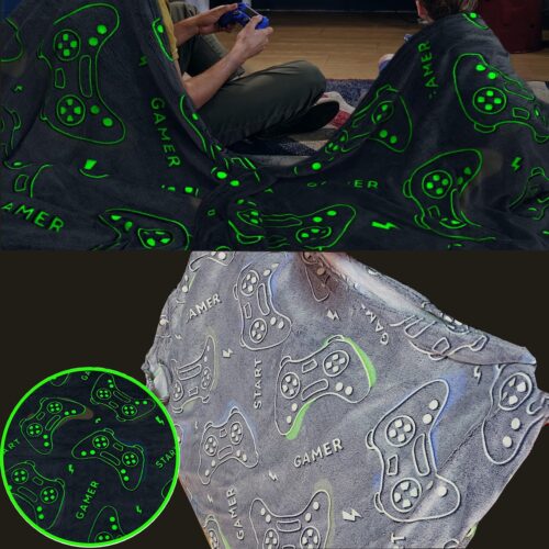 Foszforeszkáló sötétben világító ágytakaró pléd gamer<!--Sötétben világító plüss plédek, Világító ágytakaró pléd, Sötétben világító pléd Wellsoft, foszforeszkáló polár pléd, csillagok világítanak a sötétben, Foszforeszkáló takaró, -->